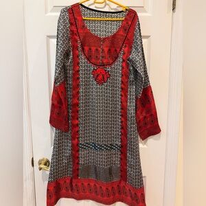 Red and Black Patterned Dress
